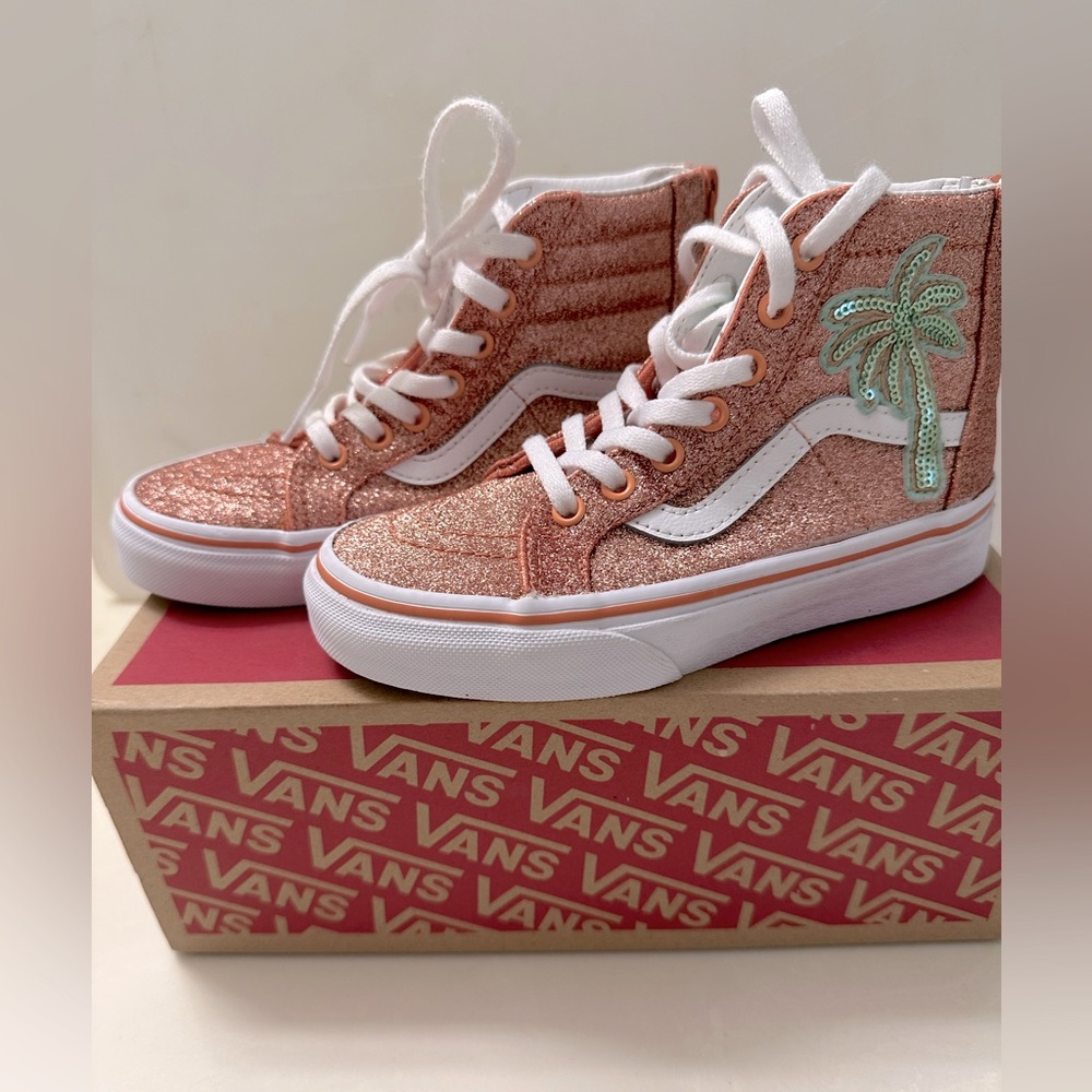 Kids Vans Sk8 Hi Top Zip lace up glitter sneaker